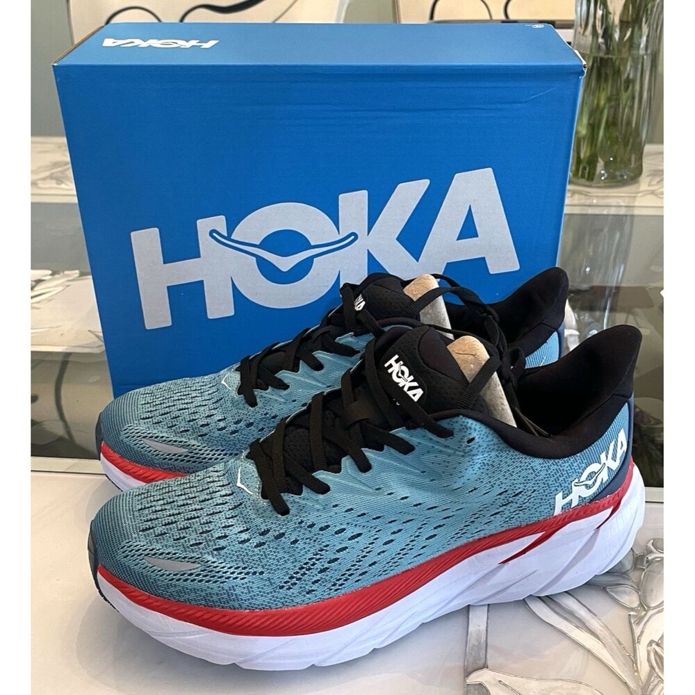Hoka One One Clifton 8 Men’s 7.5D Blue White Running Sneakers Shoe NO BOX